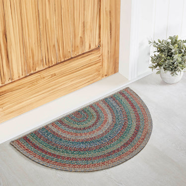 Multi Jute Braided Rug Half Circle w/ Pad 19.5